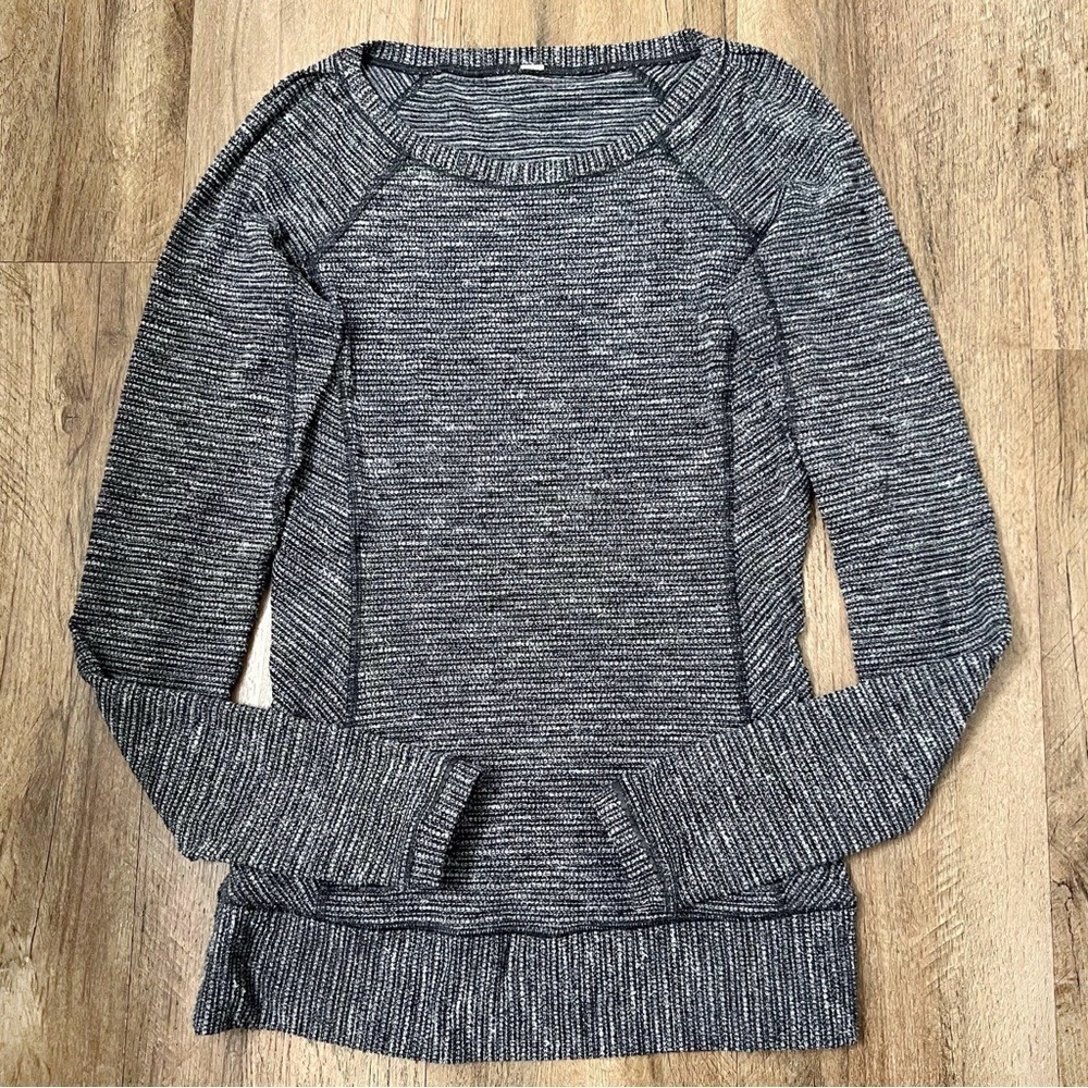 Lululemon Race Your Pace Long Sleeve‎ Coco Pique Black Size 4